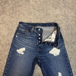 Levi's Women's 501 High-Rise Straight Jeans Destructed 27x30 0421 EUC Button Fly